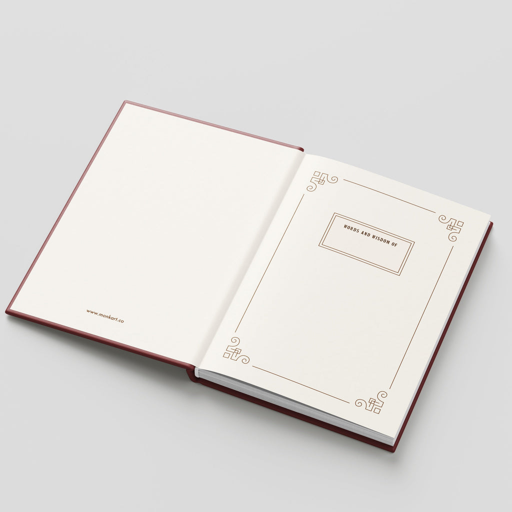Open book with decorative pages on a light gray background