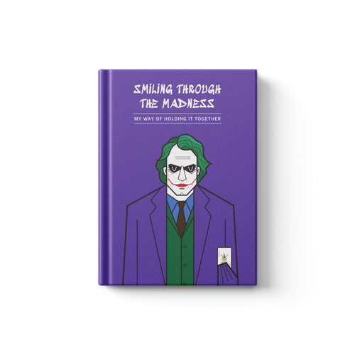 Joker inspired notebook cover with dark Gotham and iconic villain design