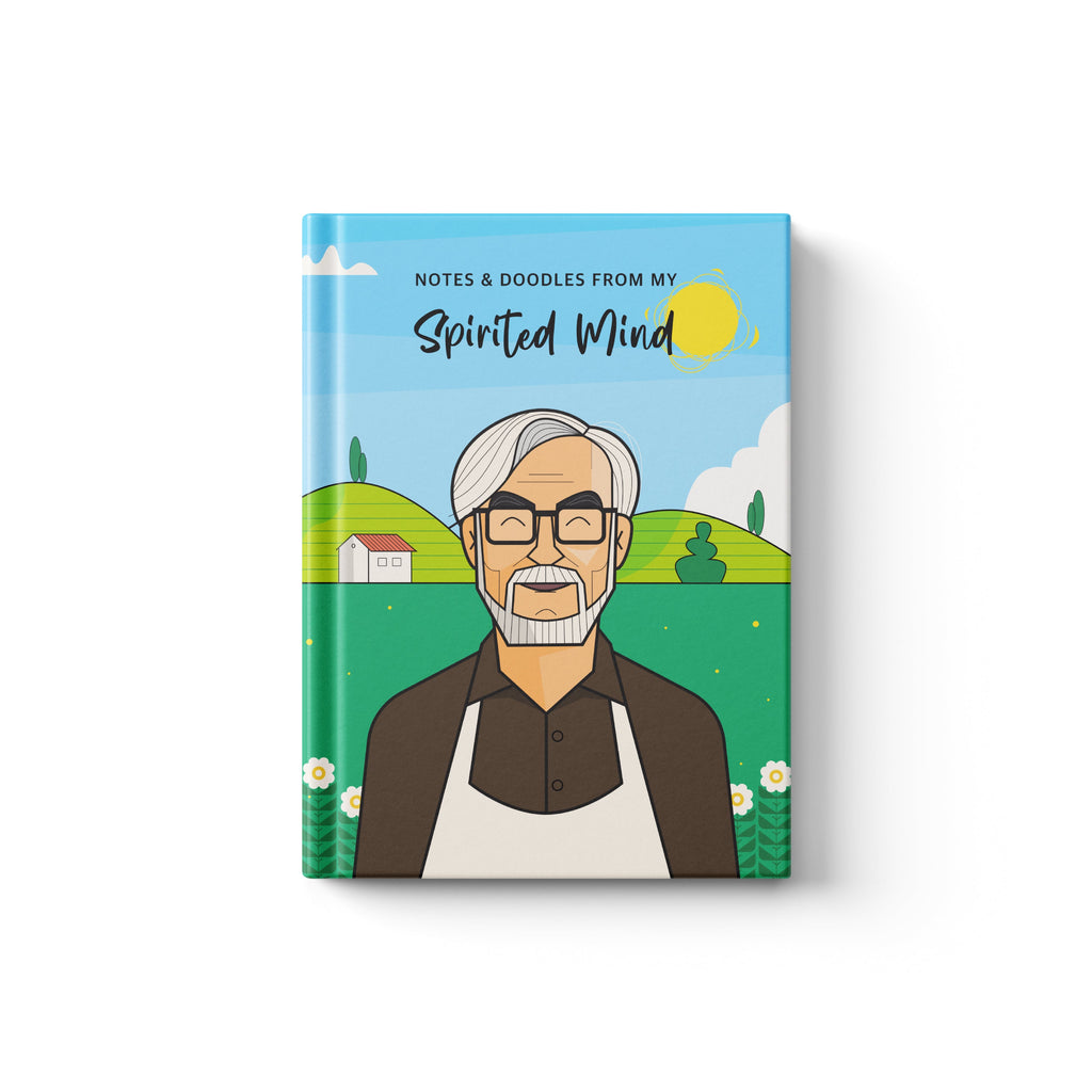 Miyazaki Studio Ghibli inspired notebook cover with whimsical anime fantasy design