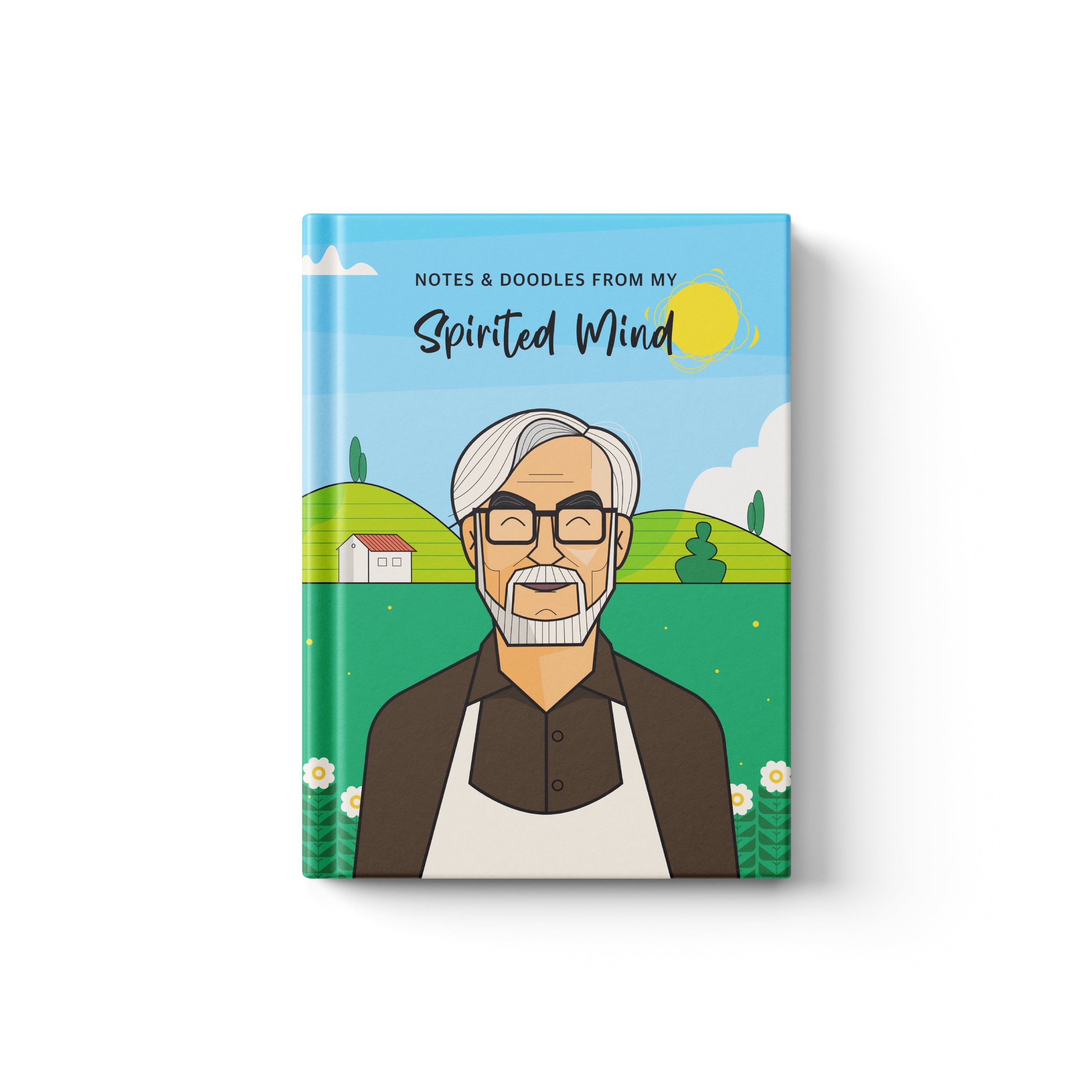 Miyazaki Studio Ghibli inspired notebook cover with whimsical anime fantasy design