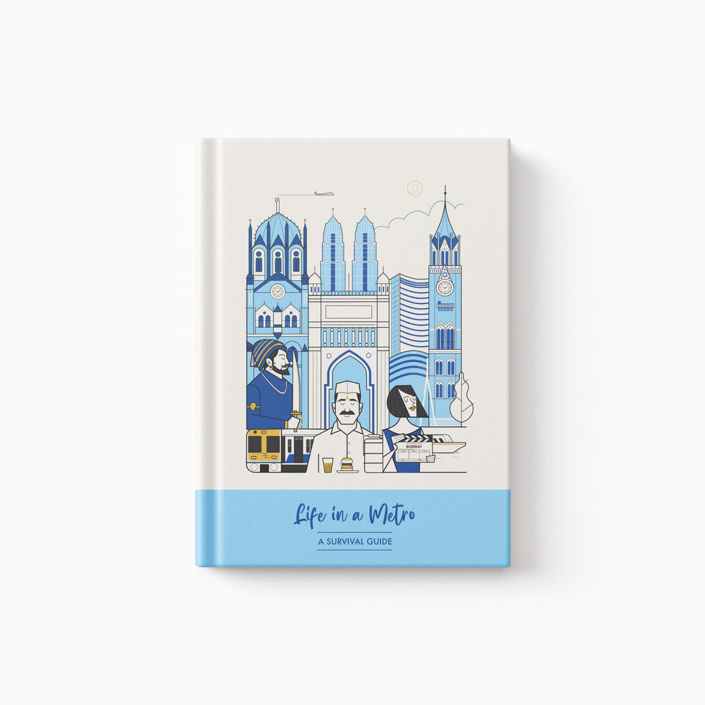 Book cover with illustrations of a cityscape and people, titled 'Life in a Metro'.
