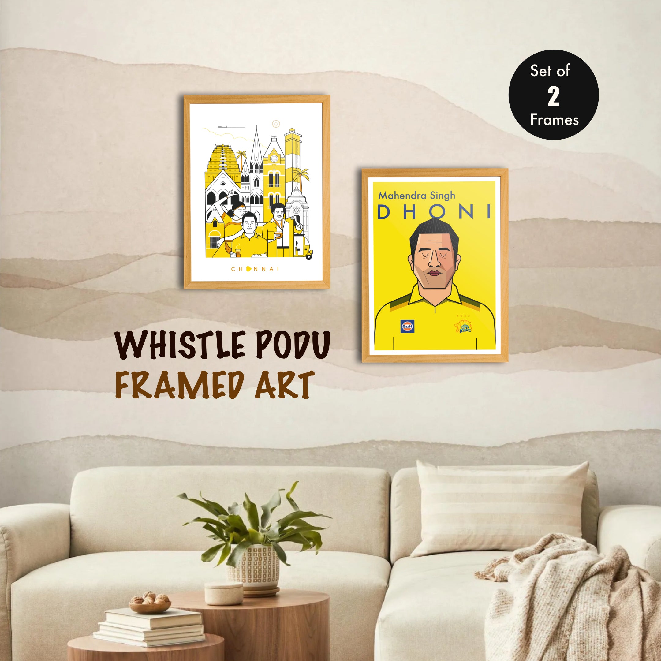 Whistle Podu Chennai Framed Art | Set of 2