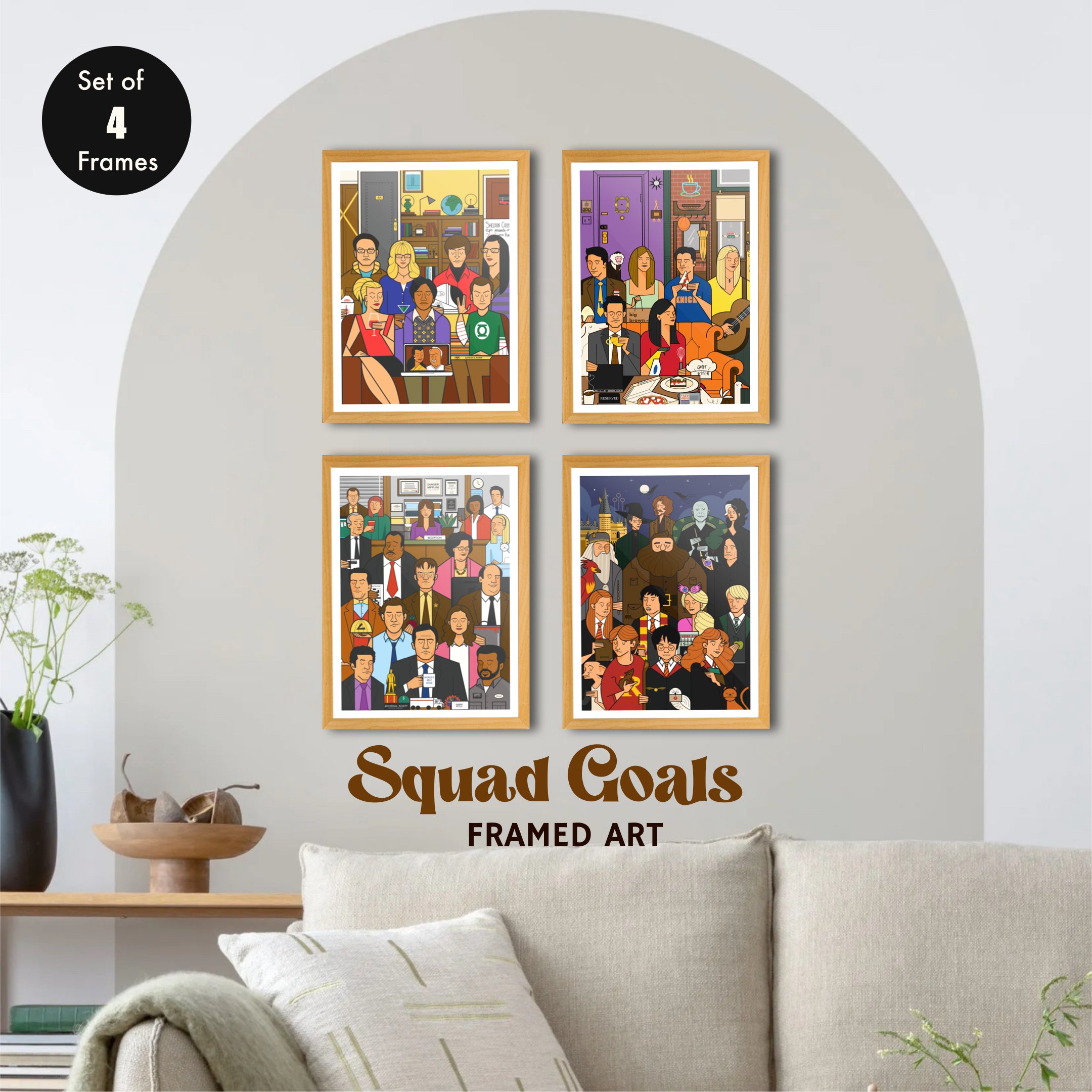 Squad Goals Framed Art | Set of 4